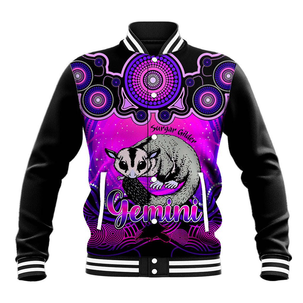 personalised-australia-gemini-sugar-gilder-zodiac-baseball-jacket-auz-astrology-aboriginal-magenta