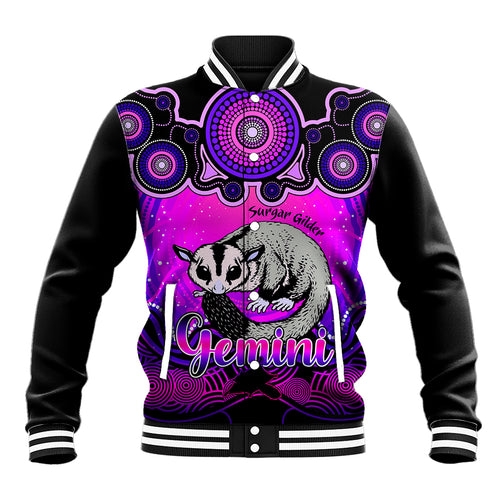 personalised-australia-gemini-sugar-gilder-zodiac-baseball-jacket-auz-astrology-aboriginal-magenta