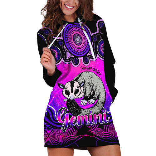 personalised-australia-gemini-sugar-gilder-zodiac-hoodie-dress-auz-astrology-aboriginal-magenta