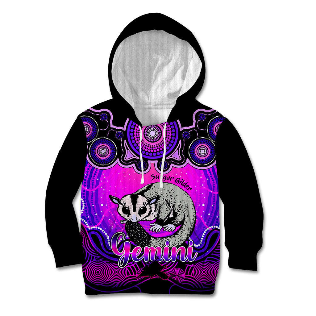 personalised-australia-gemini-sugar-gilder-zodiac-kid-hoodie-auz-astrology-aboriginal-magenta