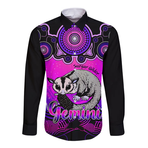 personalised-australia-gemini-sugar-gilder-zodiac-long-sleeve-button-shirt-auz-astrology-aboriginal-magenta