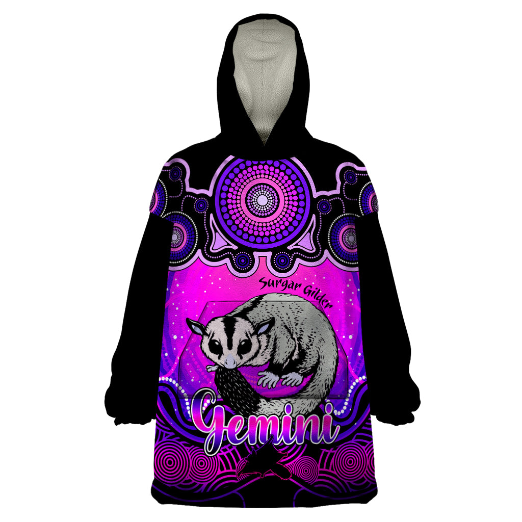 personalised-australia-gemini-sugar-gilder-zodiac-wearable-blanket-hoodie-auz-astrology-aboriginal-magenta