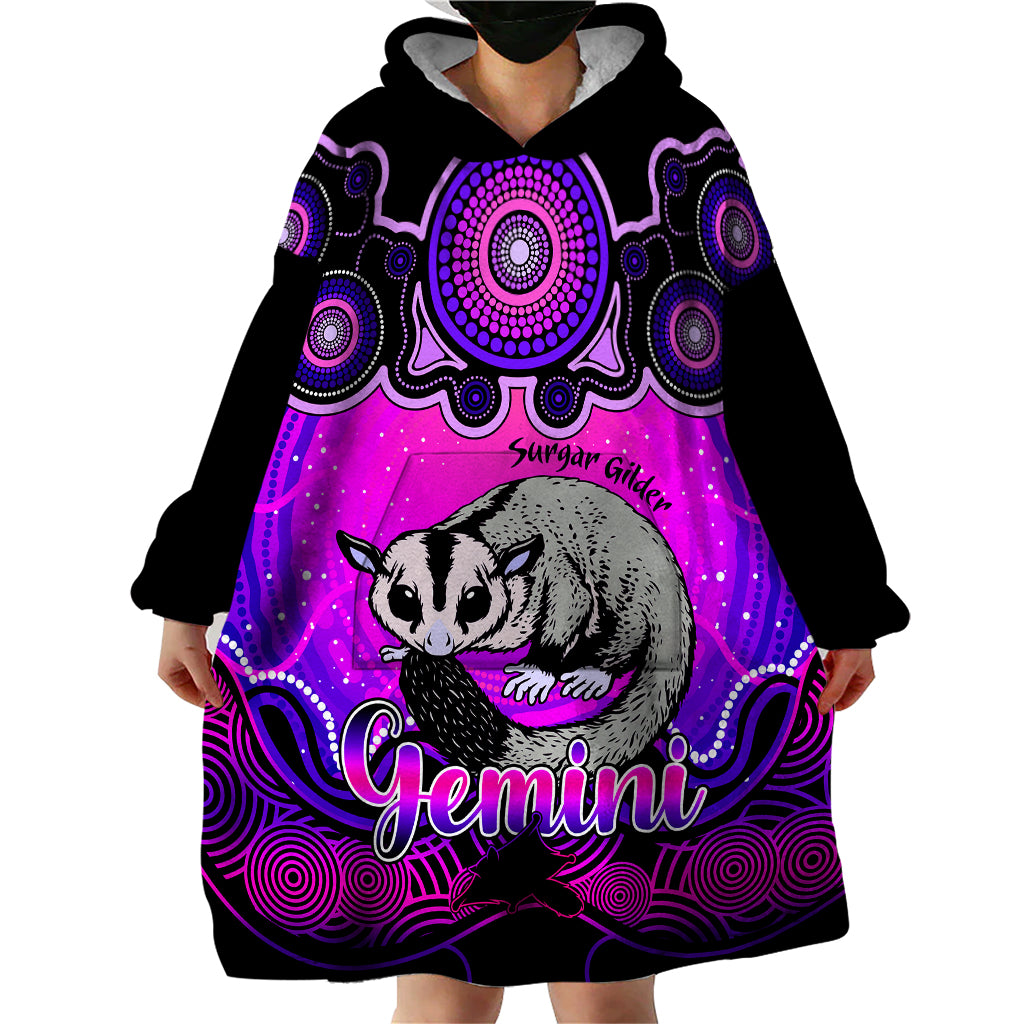 personalised-australia-gemini-sugar-gilder-zodiac-wearable-blanket-hoodie-auz-astrology-aboriginal-magenta