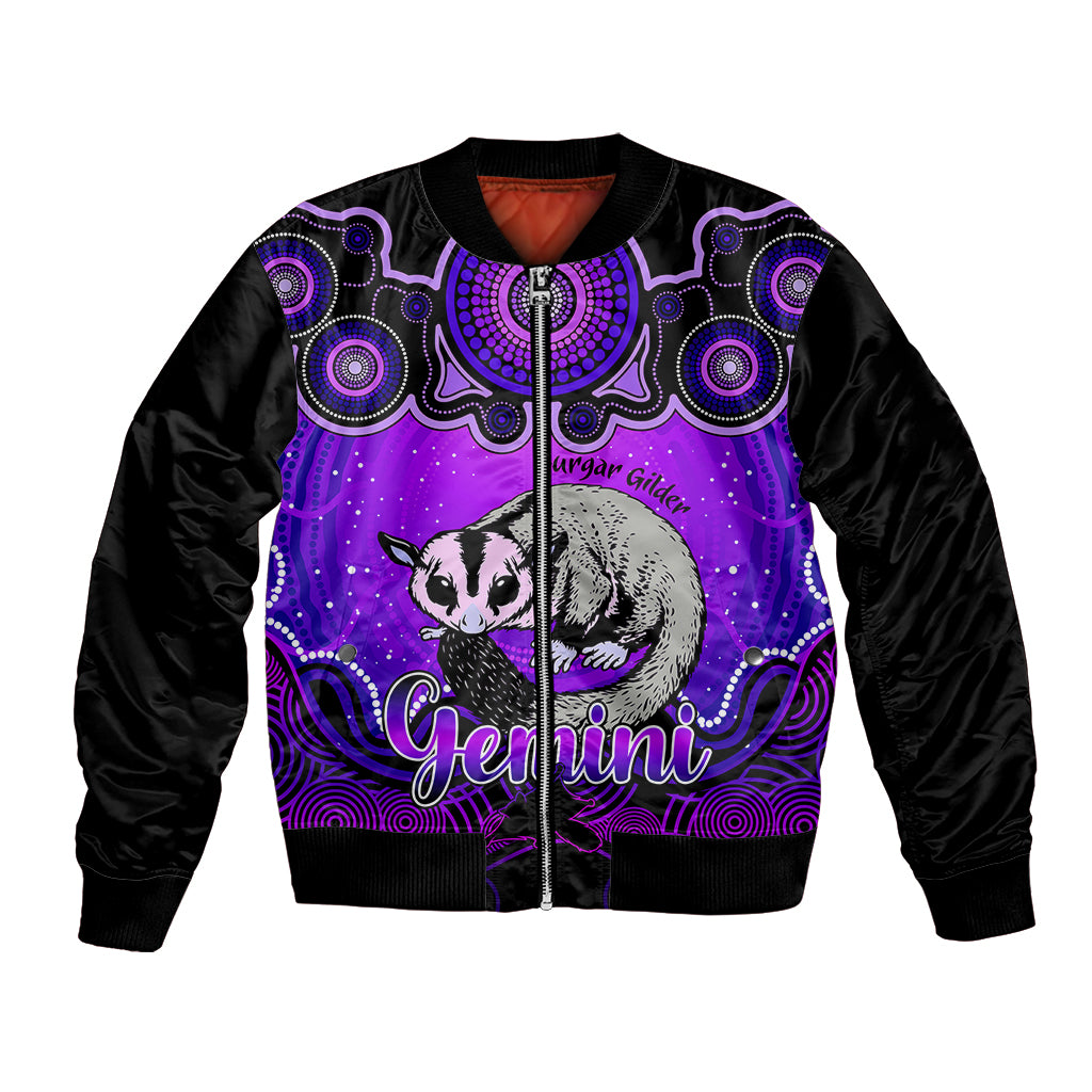 personalised-australia-gemini-sugar-gilder-zodiac-bomber-jacket-auz-astrology-aboriginal-purple