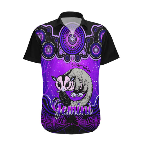 personalised-australia-gemini-sugar-gilder-zodiac-hawaiian-shirt-auz-astrology-aboriginal-purple