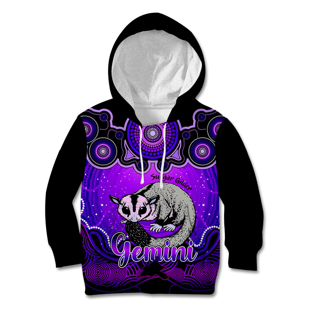 personalised-australia-gemini-sugar-gilder-zodiac-kid-hoodie-auz-astrology-aboriginal-purple
