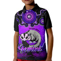 personalised-australia-gemini-sugar-gilder-zodiac-kid-polo-shirt-auz-astrology-aboriginal-purple