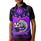 personalised-australia-gemini-sugar-gilder-zodiac-kid-polo-shirt-auz-astrology-aboriginal-purple