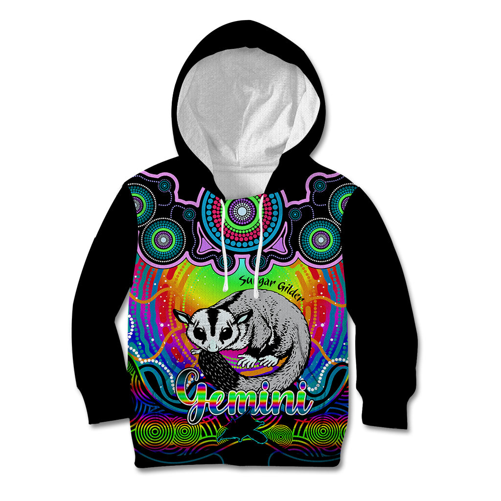 personalised-australia-gemini-sugar-gilder-zodiac-kid-hoodie-auz-astrology-aboriginal-rainbow