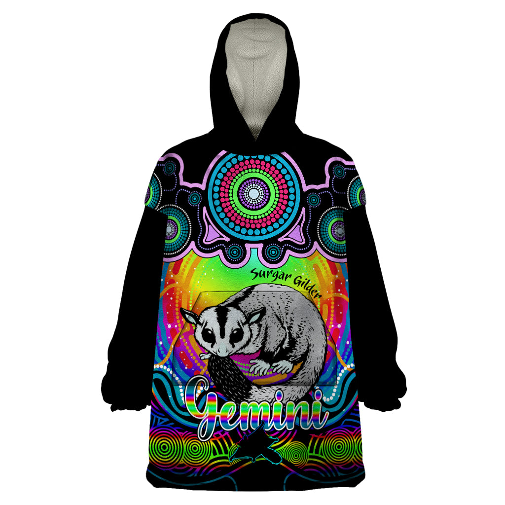 personalised-australia-gemini-sugar-gilder-zodiac-wearable-blanket-hoodie-auz-astrology-aboriginal-rainbow