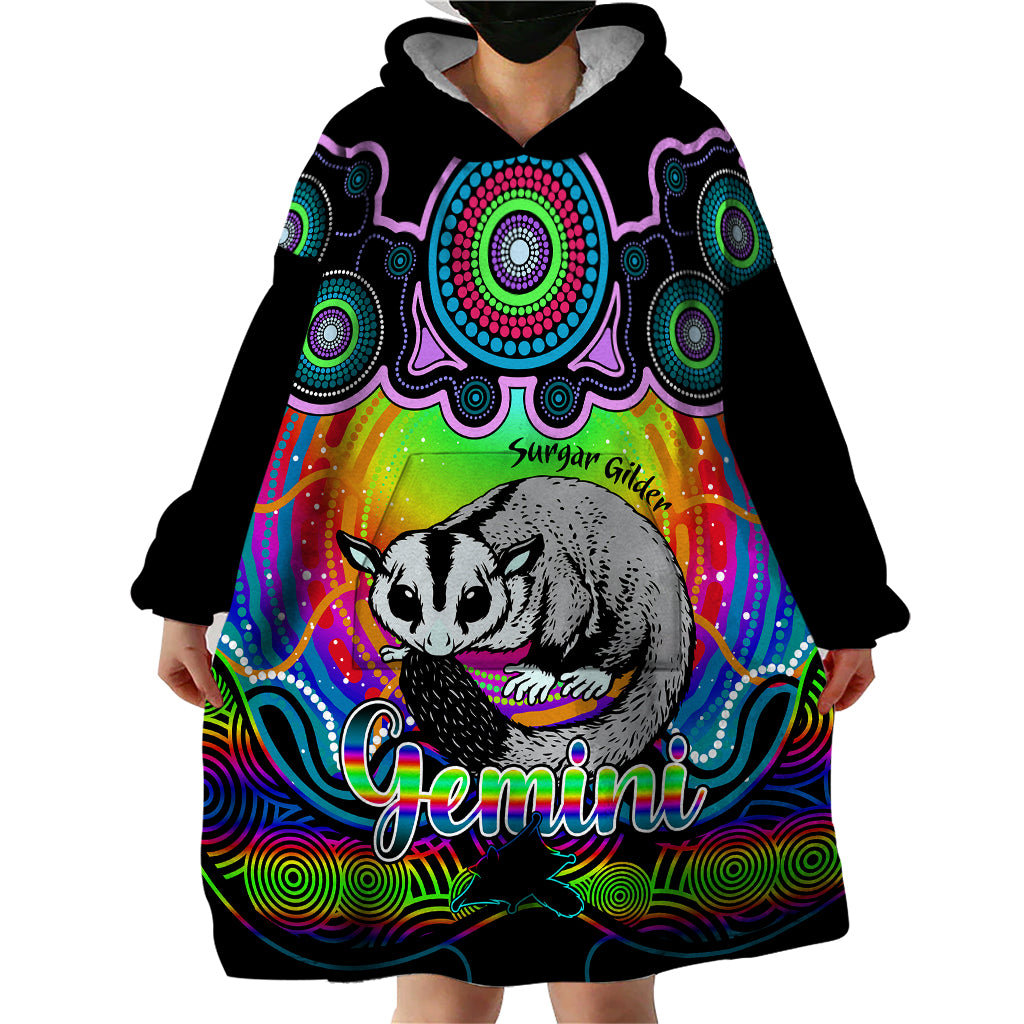 personalised-australia-gemini-sugar-gilder-zodiac-wearable-blanket-hoodie-auz-astrology-aboriginal-rainbow