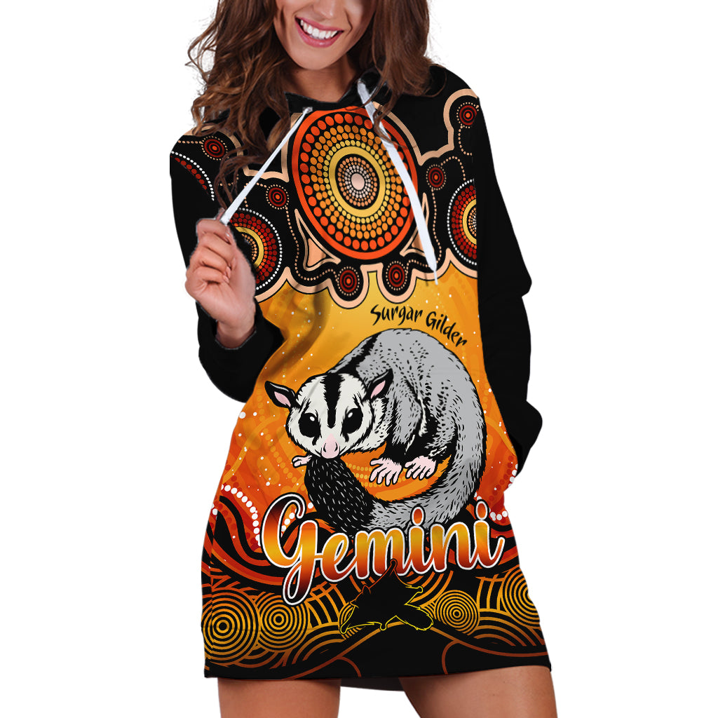 personalised-australia-gemini-sugar-gilder-zodiac-hoodie-dress-auz-astrology-aboriginal-red