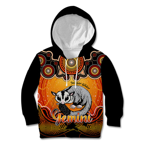 personalised-australia-gemini-sugar-gilder-zodiac-kid-hoodie-auz-astrology-aboriginal-red
