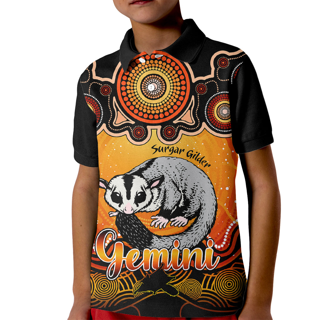 personalised-australia-gemini-sugar-gilder-zodiac-kid-polo-shirt-auz-astrology-aboriginal-red