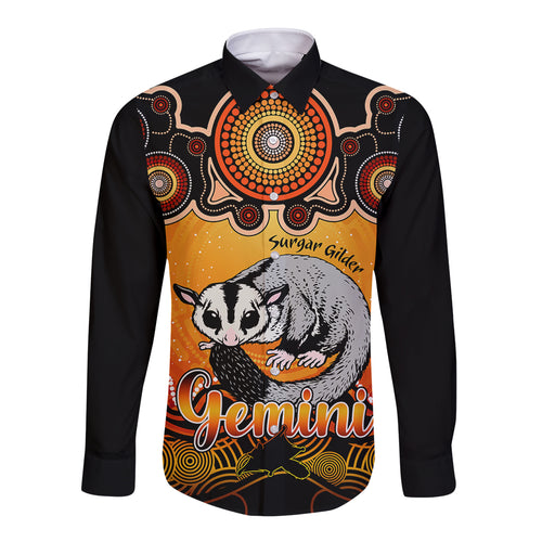 personalised-australia-gemini-sugar-gilder-zodiac-long-sleeve-button-shirt-auz-astrology-aboriginal-red