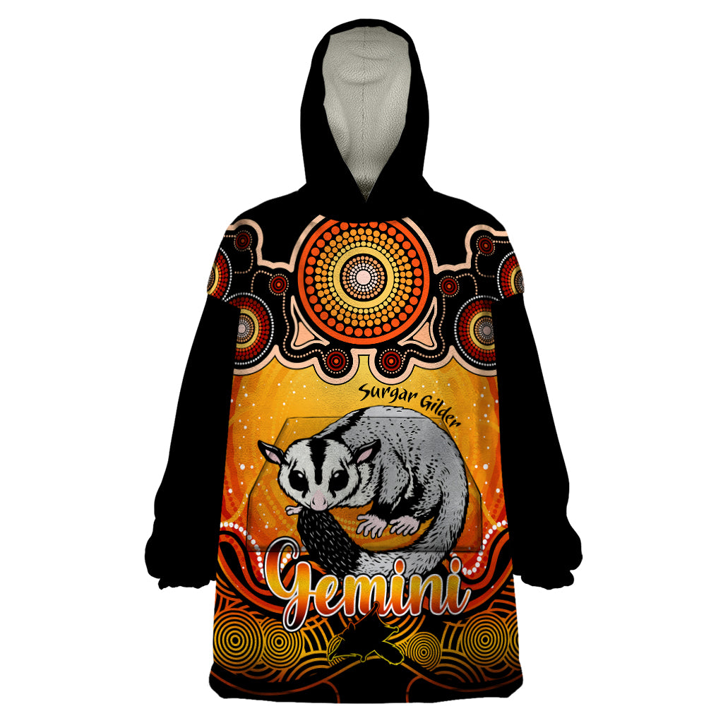 personalised-australia-gemini-sugar-gilder-zodiac-wearable-blanket-hoodie-auz-astrology-aboriginal-red