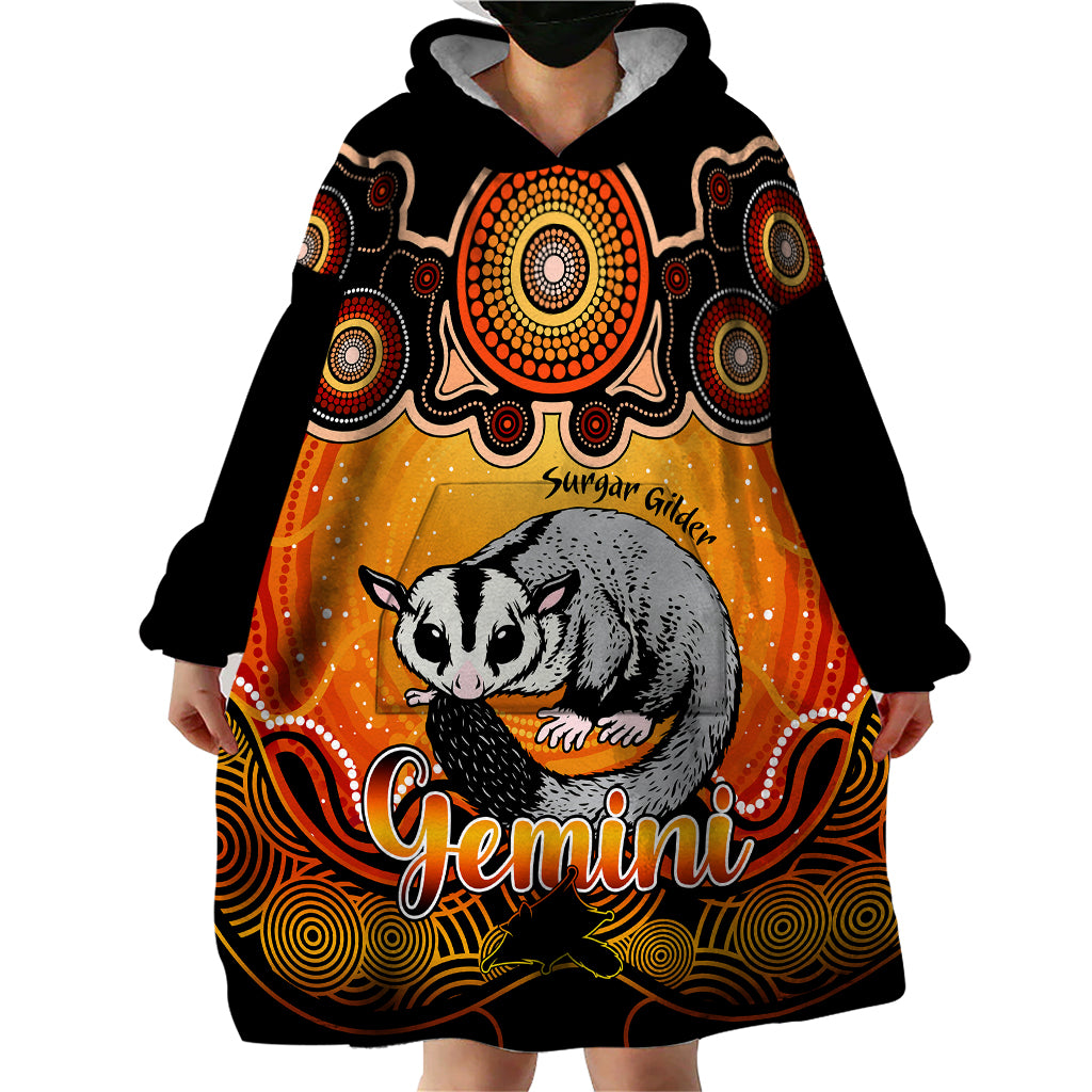 personalised-australia-gemini-sugar-gilder-zodiac-wearable-blanket-hoodie-auz-astrology-aboriginal-red