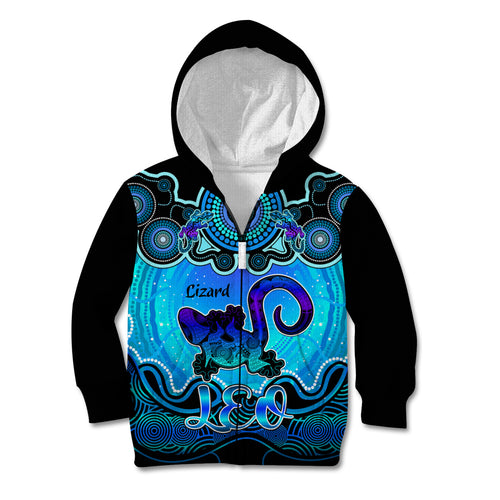 personalised-australia-leo-lizard-zodiac-kid-hoodie-auz-astrology-aboriginal-aqua