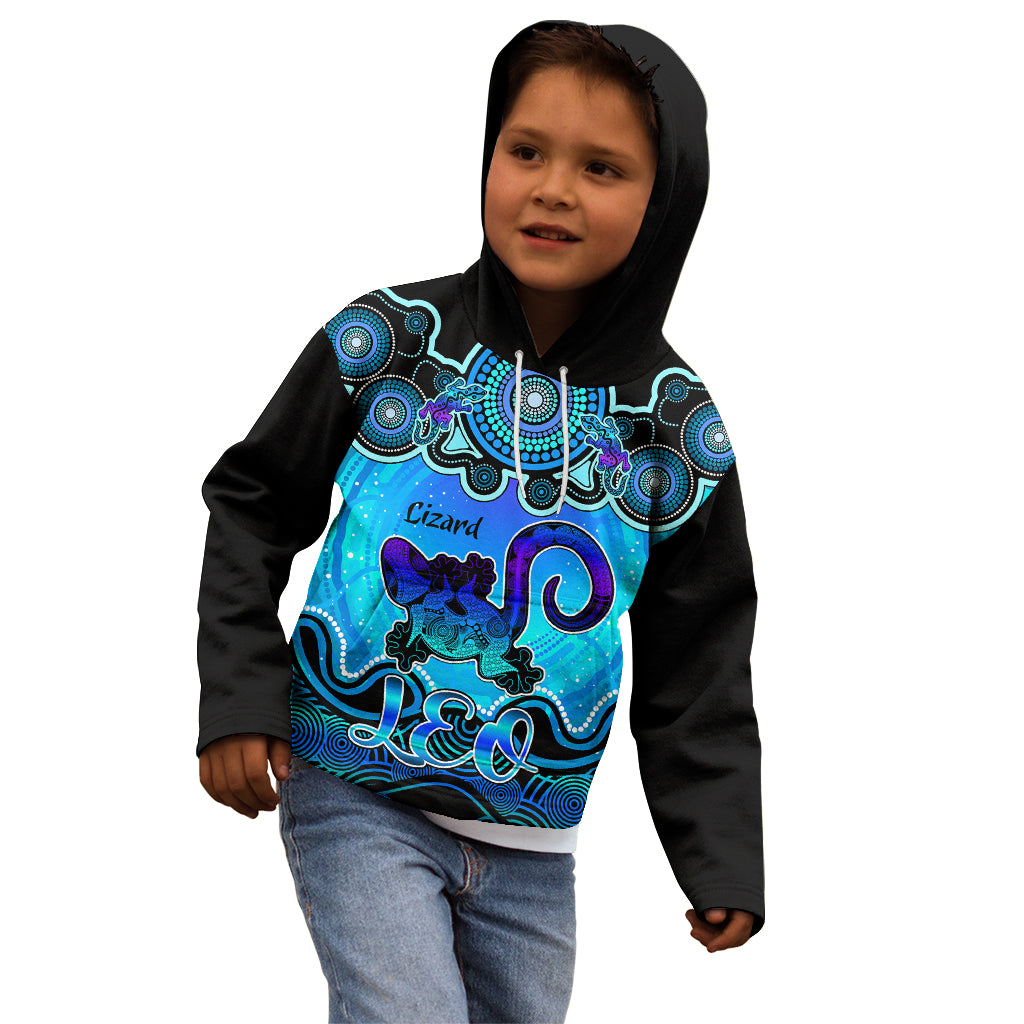 personalised-australia-leo-lizard-zodiac-kid-hoodie-auz-astrology-aboriginal-aqua