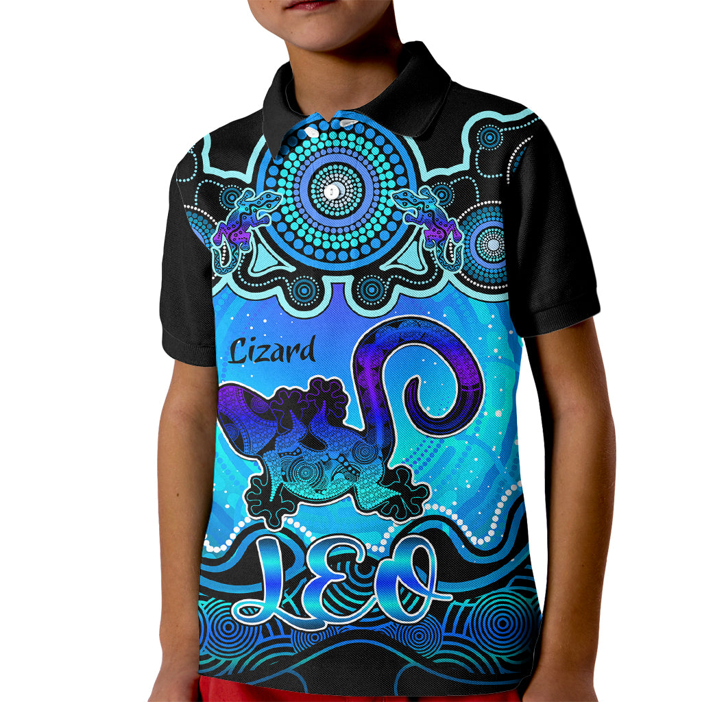 personalised-australia-leo-lizard-zodiac-kid-polo-shirt-auz-astrology-aboriginal-aqua