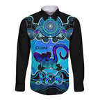 personalised-australia-leo-lizard-zodiac-long-sleeve-button-shirt-auz-astrology-aboriginal-aqua