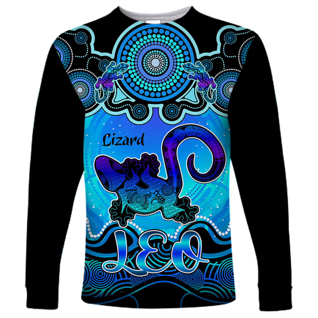 personalised-australia-leo-lizard-zodiac-long-sleeve-shirt-auz-astrology-aboriginal-aqua