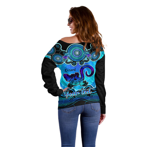 personalised-australia-leo-lizard-zodiac-off-shoulder-sweater-auz-astrology-aboriginal-aqua