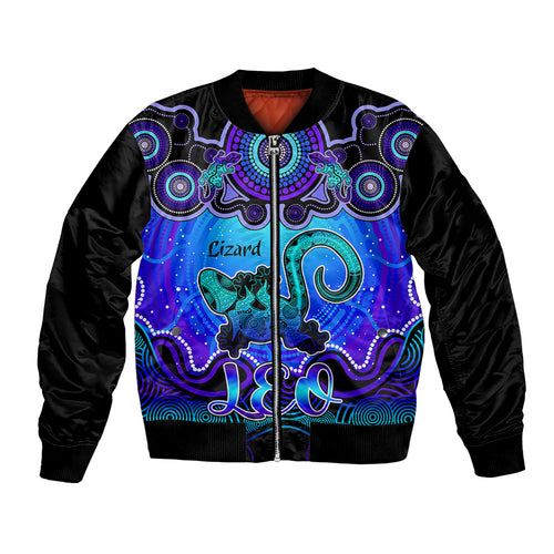 personalised-australia-leo-lizard-zodiac-bomber-jacket-auz-astrology-aboriginal-blue