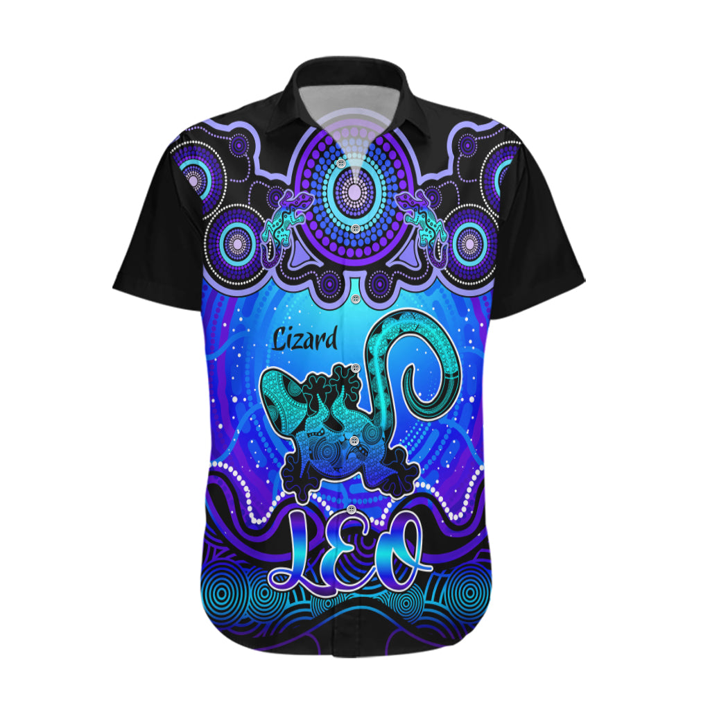 personalised-australia-leo-lizard-zodiac-hawaiian-shirt-auz-astrology-aboriginal-blue