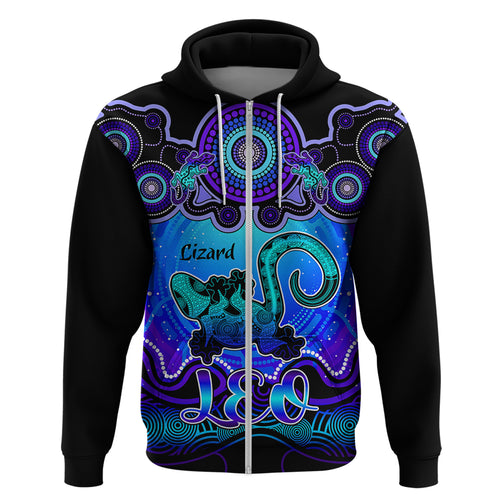 personalised-australia-leo-lizard-zodiac-hoodie-auz-astrology-aboriginal-blue