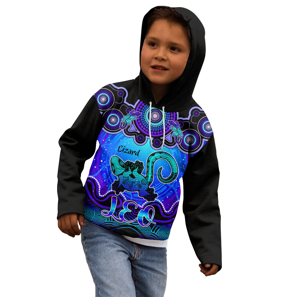 personalised-australia-leo-lizard-zodiac-kid-hoodie-auz-astrology-aboriginal-blue