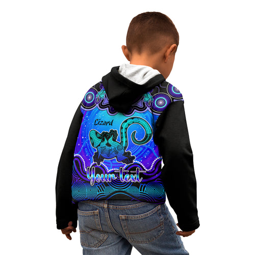personalised-australia-leo-lizard-zodiac-kid-hoodie-auz-astrology-aboriginal-blue