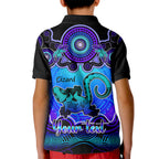 personalised-australia-leo-lizard-zodiac-kid-polo-shirt-auz-astrology-aboriginal-blue