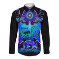 personalised-australia-leo-lizard-zodiac-long-sleeve-button-shirt-auz-astrology-aboriginal-blue