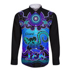 personalised-australia-leo-lizard-zodiac-long-sleeve-button-shirt-auz-astrology-aboriginal-blue