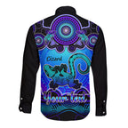 personalised-australia-leo-lizard-zodiac-long-sleeve-button-shirt-auz-astrology-aboriginal-blue
