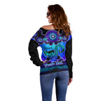 personalised-australia-leo-lizard-zodiac-off-shoulder-sweater-auz-astrology-aboriginal-blue