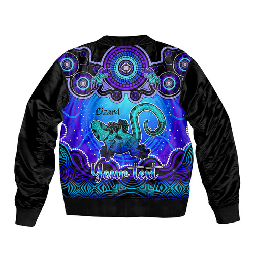 personalised-australia-leo-lizard-zodiac-sleeve-zip-bomber-jacket-auz-astrology-aboriginal-blue