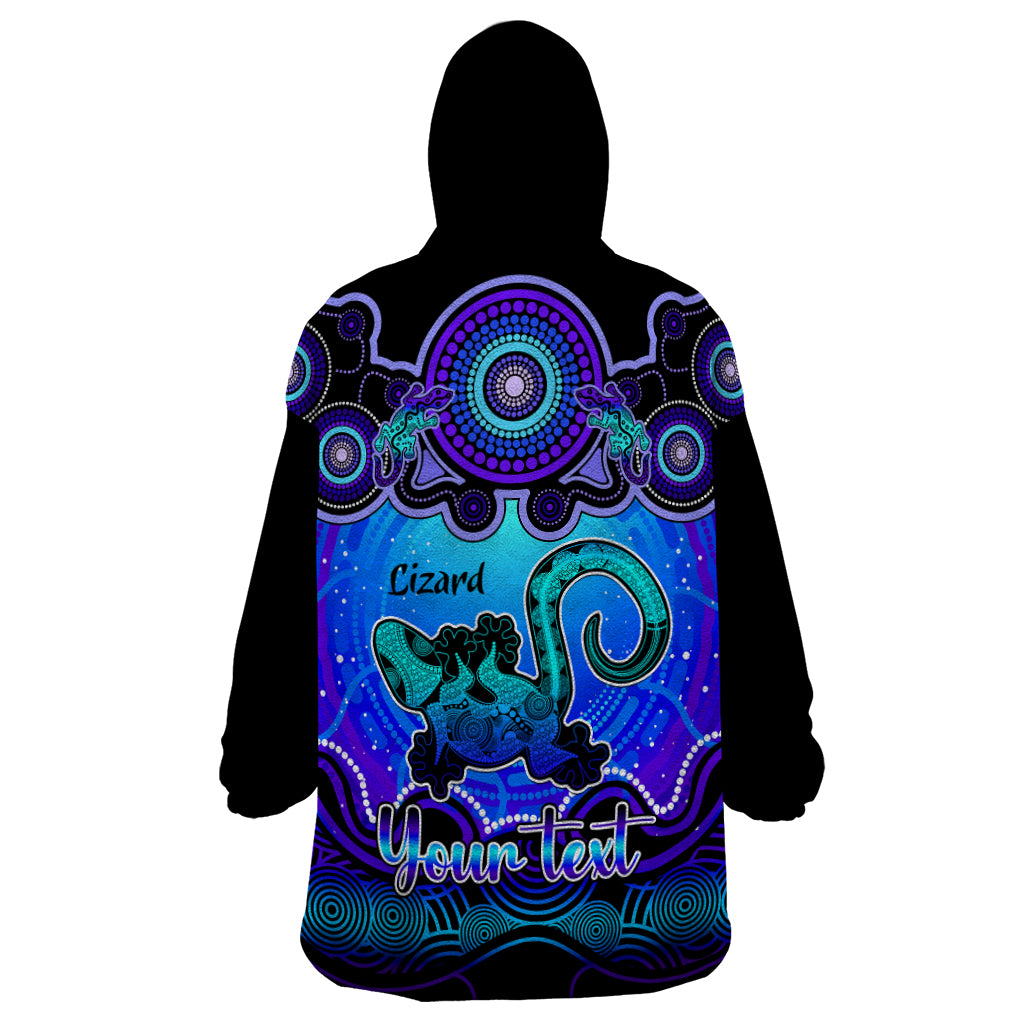 personalised-australia-leo-lizard-zodiac-wearable-blanket-hoodie-auz-astrology-aboriginal-blue