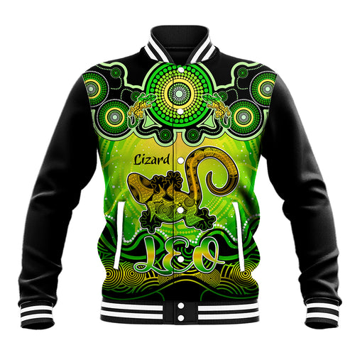 personalised-australia-leo-lizard-zodiac-baseball-jacket-auz-astrology-aboriginal-green