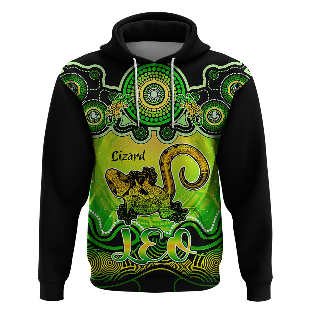 personalised-australia-leo-lizard-zodiac-hoodie-auz-astrology-aboriginal-green