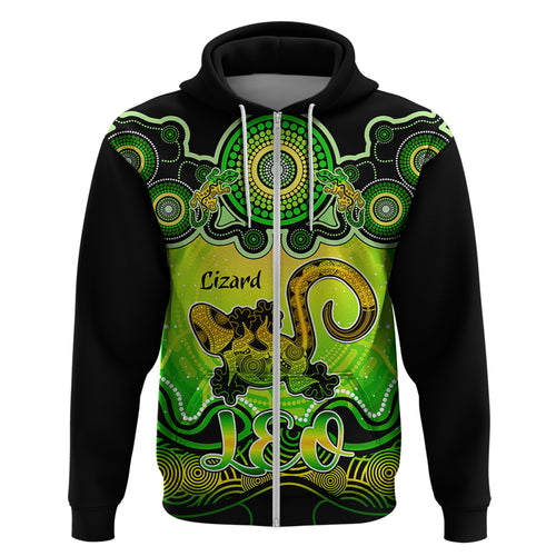 personalised-australia-leo-lizard-zodiac-hoodie-auz-astrology-aboriginal-green