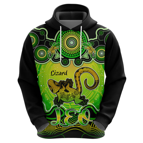 personalised-australia-leo-lizard-zodiac-hoodie-auz-astrology-aboriginal-green