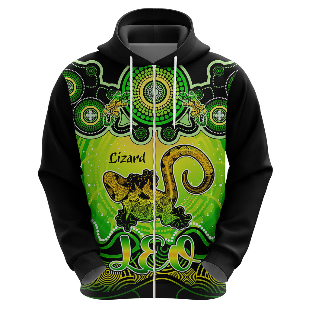 personalised-australia-leo-lizard-zodiac-hoodie-auz-astrology-aboriginal-green