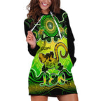 personalised-australia-leo-lizard-zodiac-hoodie-dress-auz-astrology-aboriginal-green