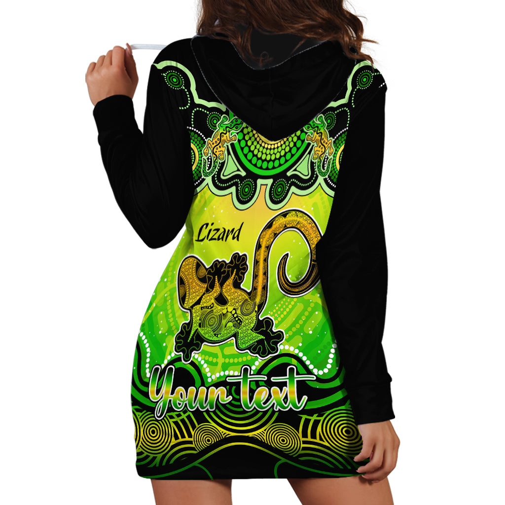 personalised-australia-leo-lizard-zodiac-hoodie-dress-auz-astrology-aboriginal-green