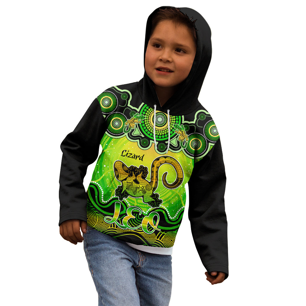 personalised-australia-leo-lizard-zodiac-kid-hoodie-auz-astrology-aboriginal-green