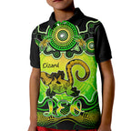 personalised-australia-leo-lizard-zodiac-kid-polo-shirt-auz-astrology-aboriginal-green