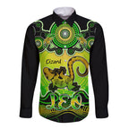 personalised-australia-leo-lizard-zodiac-long-sleeve-button-shirt-auz-astrology-aboriginal-green