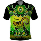 personalised-australia-leo-lizard-zodiac-polo-shirt-auz-astrology-aboriginal-green